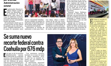 Portada RCG Centro [28 de agosto de 2024] Manolo Jiménez entrega uniformes en escuelas rurales de Coahuila; detienen a ladrón que ingresó a AHMSA y más…