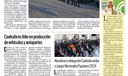 Portada RCG Fronteriza [18 de agosto de 2024] Refuerza Coahuila blindaje en frontera con Tamaulipas y Nuevo León; Impulsan ecoturismo con ‘Fiesta en la Sierra’ y más…