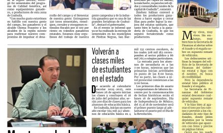 Portada RCG Fronteriza [24 de agosto de 2024] Trabaja Manolo Jiménez para dar rumbo al campo coahuilense; alistan a jóvenes de Acuña en temas de transparencia y más…