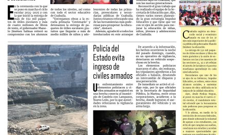 Portada RCG Media [27 de agosto de 2024] Coahuila arranca nuevo ciclo escolar; encuentran restos biológicos en ‘El Pinabete’  y más…