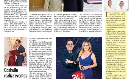 Portada RCG Media [30 de agosto de 2024] Se reúne Manolo Jiménez con miembros del gabinete de Sheinbaum; Coahuila realiza eventos para adultos mayores y más…