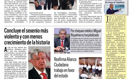 Portada RCG Carbonífera [03 de septiembre de 2024] En Coahuila se invierte en ciencia y tecnología; rescatan a joven que atentó contra su vida y más…