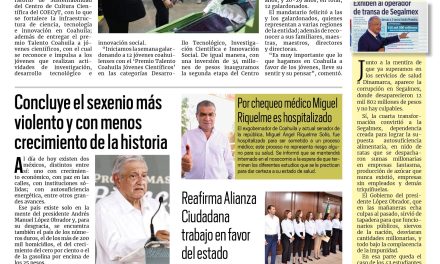 Portada RCG Centro [03 de septiembre de 2024] En Coahuila se invierte en ciencia y tecnología; conflicto de AHMSA exige intervención federal y más…
