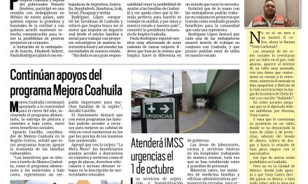 Portada RCG Centro [29 de septiembre de 2024] Se reúne Paola Rodríguez con embajadoras en México; Localizan a menor secuestrado por su madre en Monclova y más…