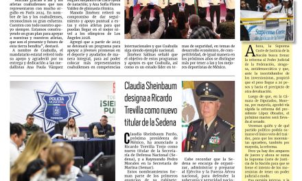 Portada RCG Lagunera [07 septiembre de 2024] Manolo Jiménez reitera su apoyo a los atletas coahuilenses; vialidades continúan afectadas por inundaciones y más…
