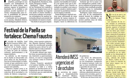 Portada RCG Media [29 de septiembre de 2024] Se reúne Paola Rodríguez con embajadoras en México; Fortalece Chema Fraustro a Saltillo con 30 bomberos más y más…