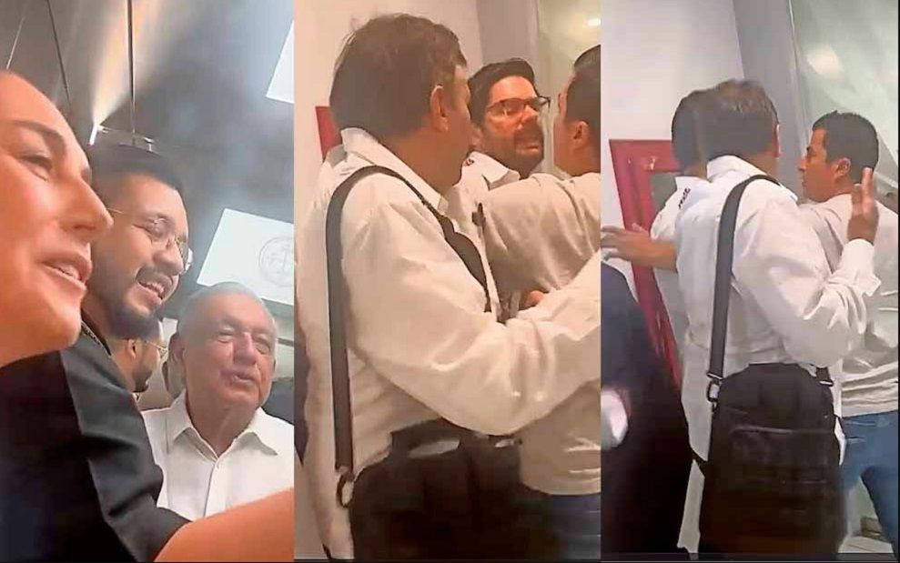 Trabajador del Poder Judicial enfrenta a AMLO y Sheinbaum en elevador en medio de protestas por reforma judicial