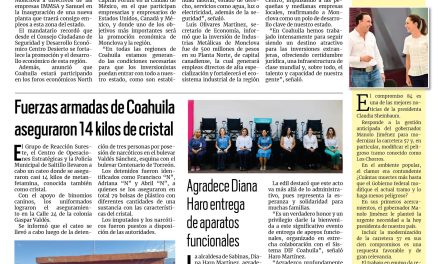 Portada RCG Carbonífera [03 de octubre de 2024] Manolo Jiménez fortalece el desarrollo de la región Centro Desierto; documentan el paso de la mariposa Monarca   y más…