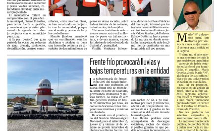 Portada RCG Centro [15 de octubre de 2024]Suman más de 4 mil mdp en inversiones de obras para todo Coahuila; Roban auto de alquiler en Monclova y más…
