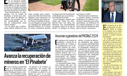 Portada RCG Carbonífera [19 de octubre de 2024] Resalta Greg Abbott buena relación con Coahuila; dan mantenimiento a campos deportivos de Sabinas y más…