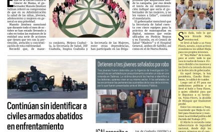 Portada RCG Carbonífera [20 de octubre de 2024] Coahuila se suma a la lucha contra el cáncer de mama, destaca el gobernador; Invitan a rodada por el Día de Muertos y más…