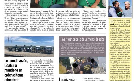 Portada RCG Carbonífera [23 de octubre de 2024] Continúa Gobierno estatal con obras sociales en la Laguna; realizan acciones de limpieza en calles de Sabinas y más…