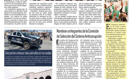 Portada RCG Centro [16 de octubre de 2024] Programa Alimentario beneficia a miles de personas en Coahuila; pide Pronnif supervisión a menores conductores y más…