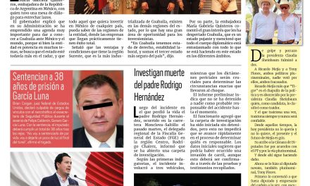 Portada RCG Centro [17 de octubre de 2024] Coahuila y Argentina estrechan lazos de colaboración; recupera Monclova tres predios públicos y más…