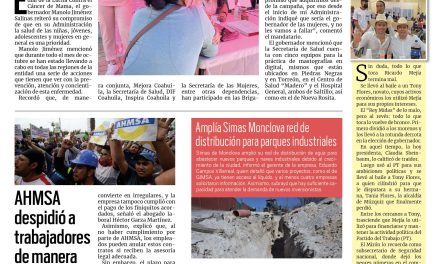 Portada RCG Centro [20 de octubre de 2024] Coahuila se suma a la lucha contra el cáncer de mama, destaca el gobernador; Investiga Fiscalía los saqueos en Altos Hornos y más…