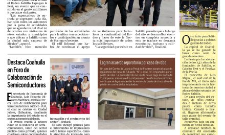 Portada RCG Centro [21 de octubre de 2024] Rodeo Saltillo se consolida en la capital del estado; analizan instaurar operativo mochila permanente y más…