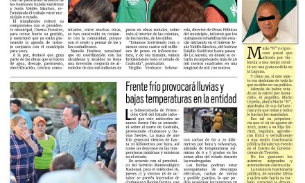 Portada RCG Fronteriza [15 de octubre de 2024]Suman más de 4 mil mdp en inversiones de obras para todo Coahuila; promueve Acuña la salud integral de las mujeres  y más…