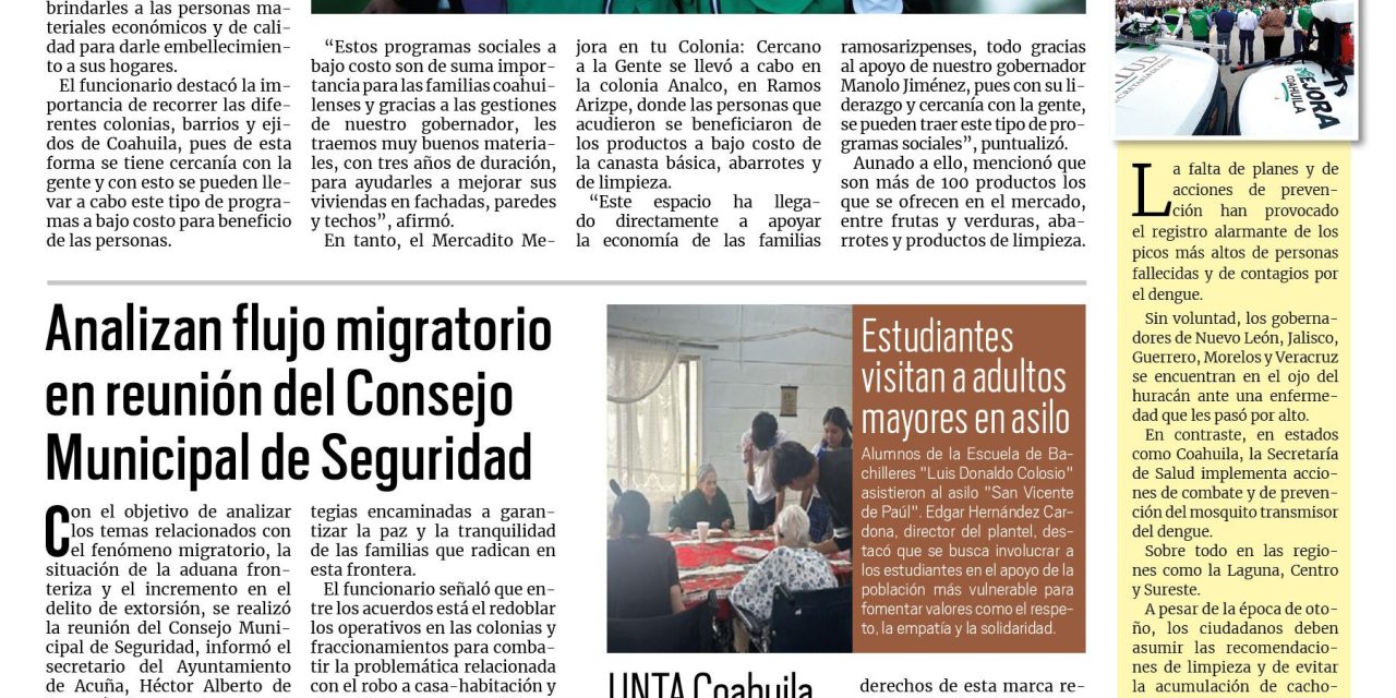 Portada RCG Fronteriza [29 de octubre de 2024] Mejora Coahuila lleva más programas sociales a la región Sureste; entregan auto a ganador del sorteo del pago del predial  y más…