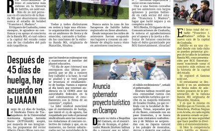 Portada RCG Lagunera [13 de octubre de 2024] Banda MS ofrece el concierto más exitoso de Saltillo; Deja Torreón de recibir 62 mdp en participaciones federales y más…