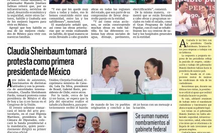 Portada RCG Media [01 de octubre de 2024] Entrega Manolo Jiménez mejoras viales en Saltillo; Claudia Sheinbaum tomará protesta como primera presidenta de México y más…