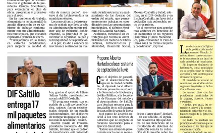 Portada RCG Media [18 de octubre de 2024] Manolo Jiménez se reúne con alcaldes de la región Fronteriza y Cinco Manantiales; DIF Saltillo entrega 17 mil paquetes alimentarios en la ciudad y más…