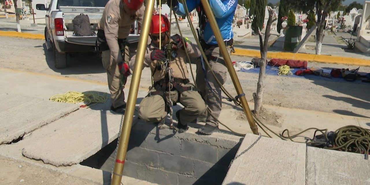 Realizan simulacro de rescate en Panteón Santo Cristo
