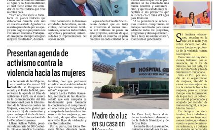 Portada RCG Carbonífera [26 de noviembre de 2024] Firma Coahuila Acuerdo Nacional por el Derecho al Agua; madre da a luz en su casa en Múzquiz y más…