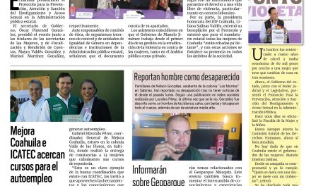 Portada RCG Carbonífera [29 de noviembre de 2024] Coahuila presenta protocolo contra el acoso y el hostigamiento; menor implicado en feminicidio es vinculado a proceso y más…