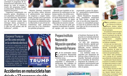 Portada RCG Centro [06 de noviembre de 2024] Manolo Jiménez entrega infraestructura educativa; trabajadores de AHMSA están al borde de la desesperación  y más…