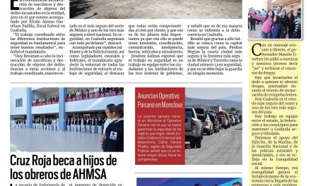 Portada RCG Centro [16 de noviembre de 2024] Coordinación en seguridad, fundamental para tener paz: gobernador de Coahuila; Subasta de AHMSA podría concluir en seis meses y más…