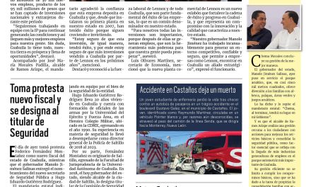 Portada RCG Centro [22 de noviembre de 2024] Cerrará Coahuila este 2024 con miles de empleos nuevos; Simas destaca indicadores en la reunión anual de ANEAS y más…