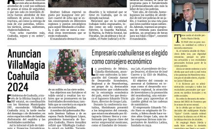 Portada RCG Centro [28 de noviembre de 2024] Inaugura Manolo Jiménez cuartel de la Policía Estatal en Progreso; Reportan desaparecida a menor de 15 años en Monclova y más…