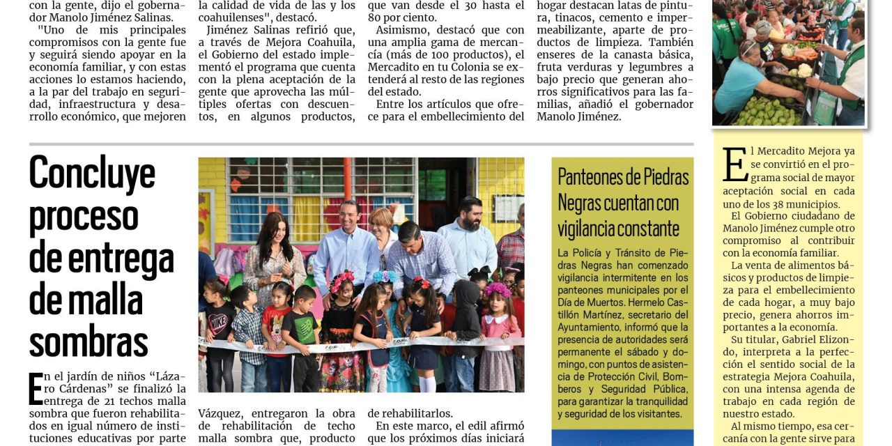 Portada RCG Fronteriza [2 de noviembre de 2024] ‘Beneficiamos la economía de las familias con el Mercadito Mejora’; alistan primer foro ‘Mujer Hacia la Equidad y Liderazgo’ y más…