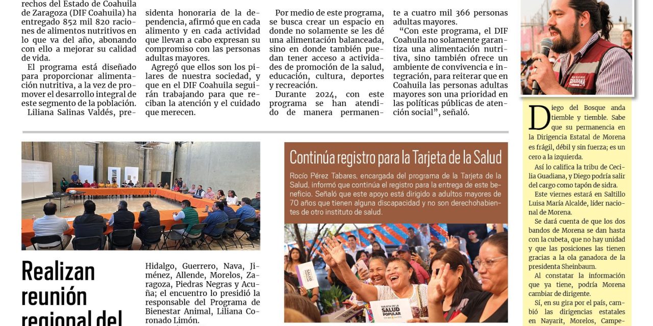 Portada RCG Fronteriza [19 de noviembre de 2024] DIF Coahuila brinda atención a todos los adultos mayores;  realizan en Acuña el Decimoprimer Circuito Coahuila de Voleibol y más…