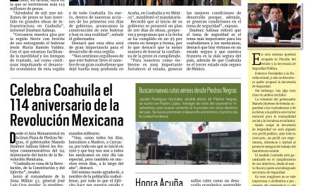 Portada RCG Fronteriza [21 de noviembre de 2024] Celebra Coahuila el 114 aniversario de la Revolución Mexicana; ya se siente el espíritu navideño y más…