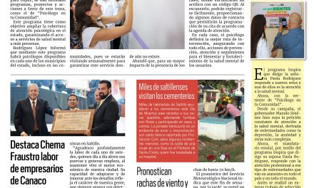 Portada RCG Media [3 de noviembre de 2024] Implementa Coahuila programa ‘Psicólogo en tu comunidad’; Concientiza Municipio: El Centro de Reclutamiento es un éxito del Gobierno Municipal y más…