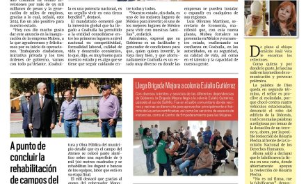 Portada RCG Media [13 de noviembre de 2024] Inversiones por 95 mmdp han arribado a Coahuila; a punto de concluir rehabilitación de campos del Ateneo Fuente: Chema Fraustro y más …