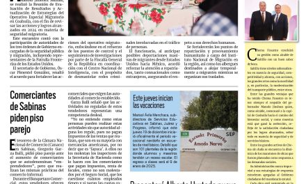 Portada RCG Carbonífera [16 de diciembre de 2024] Evalúan resultados del Operativo Migratorio en Coahuila; comerciantes piden piso parejo  y más…