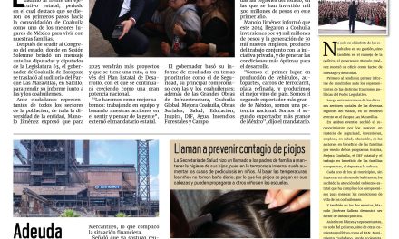 Portada RCG Centro [1 de diciembre de 2024] Coahuila tiene rumbo: Manolo Jiménez Salinas; Llega más material de ‘Reto Aprende’ y más…