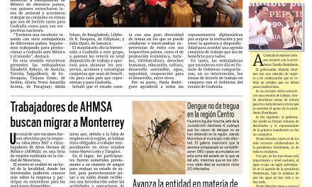 Portada RCG Centro [3 de diciembre de 2024] Fortalece Coahuila sus relaciones internacionales; piden a motociclistas de Monclova extremar precauciones y más…