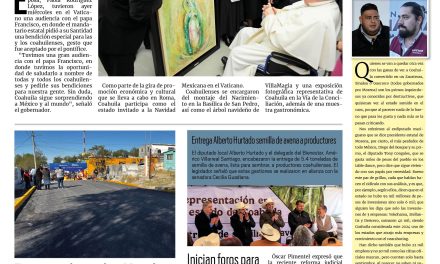 Portada RCG Centro [12 de diciembre de 2024] Bendice el papa Francisco a los coahuilenses; Departamento de salud refuerza acciones contra el dengue y más…