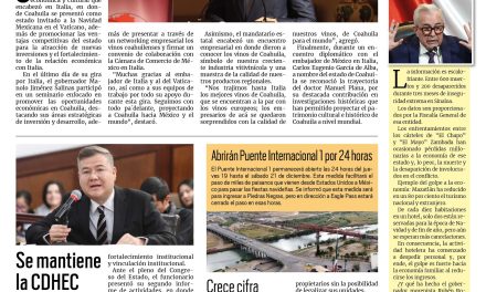 Portada RCG Fronteriza [13 de diciembre de 2024] Termina Coahuila gira económica y cultural en Italia; avalan proyectos de desarrollo urbano en Acuña y más…
