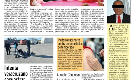Portada RCG Fronteriza [20 de diciembre de 2024] Niñas, niños y adolescentes son prioridad para Coahuila; Preparan entrega-recepción de Cabildo Acuñense; forman Comisión de Regidores y más…
