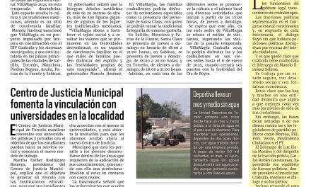 Portada RCG Lagunera [8 de diciembre de 2024] VillaMagia es un éxito en todas las regiones de Coahuila; Continúan operativos contra taxis de aplicación sin registro y más…