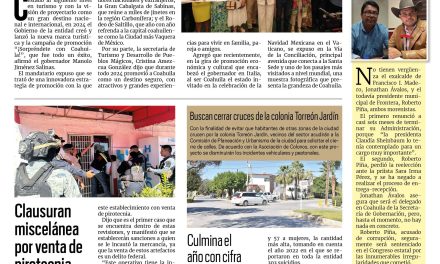 Portada RCG Lagunera [27 de diciembre de 2024] Sorprende Coahuila a México y el mundo durante 2024; colocará Torreón Comité de Eventos Municipales y más…