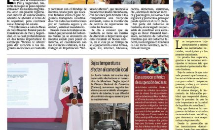 Portada RCG Centro [22 de enero de 2025] Abordan atención a repatriados y blindaje de Coahuila en reunión de seguridad; corte de agua afecta a colonias de Monclova y Frontera y más…