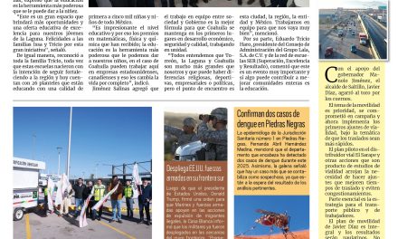 Portada RCG Fronteriza [25 de enero de 2025] Trabaja sociedad y Gobierno por la educación en Coahuila; entrega Emilio de Hoyos apoyos a familias vulnerables y más…