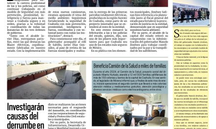 Portada RCG Lagunera [3 de enero de 2025] Se mantiene a Coahuila seguro con voluntad y coordinación; investigarán causas del derrumbe en la estación Bus Laguna y más…