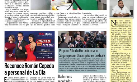 Portada RCG Lagunera [15 de enero de 2025] Los gasolinazos de Morena; en alerta Torreón ante posible tormenta invernal y más…