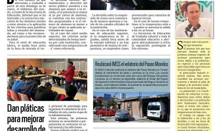 Portada RCG Lagunera [19 de enero de 2025] Secretaría de Educación anuncia criterios ante bajas temperaturas; Violencia intrafamiliar afecta la salud mental y más…